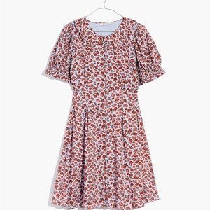 Madewell Collared Puff-Sleeve Mini Dress Piccola Floral Size 4 - New with Tags